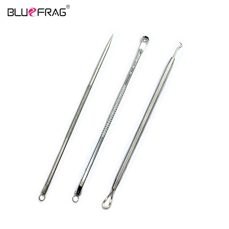Extracteur de nombril pour points noirs 3 pièces, extracteur de boutons d'acné, extracteur de points noirs sous vide, cuillère pour le visage
