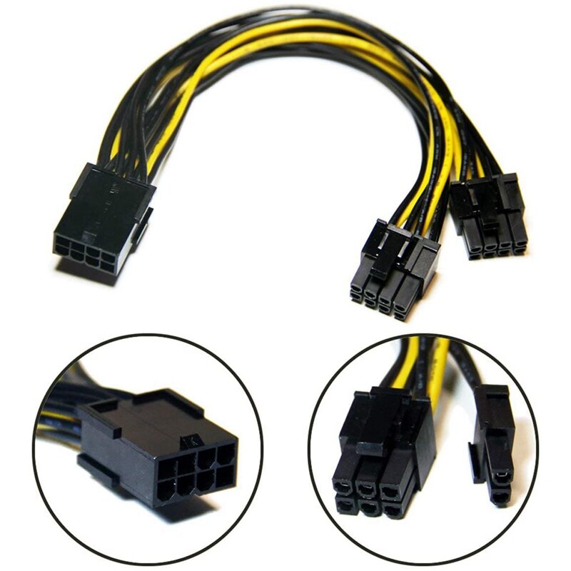 8 Pin Female to Dual GPU 8Pin (6+2) Pin Male GPU 8 Pin Splitter Power Extension Cable 8 Pin GPU 3 Pack
