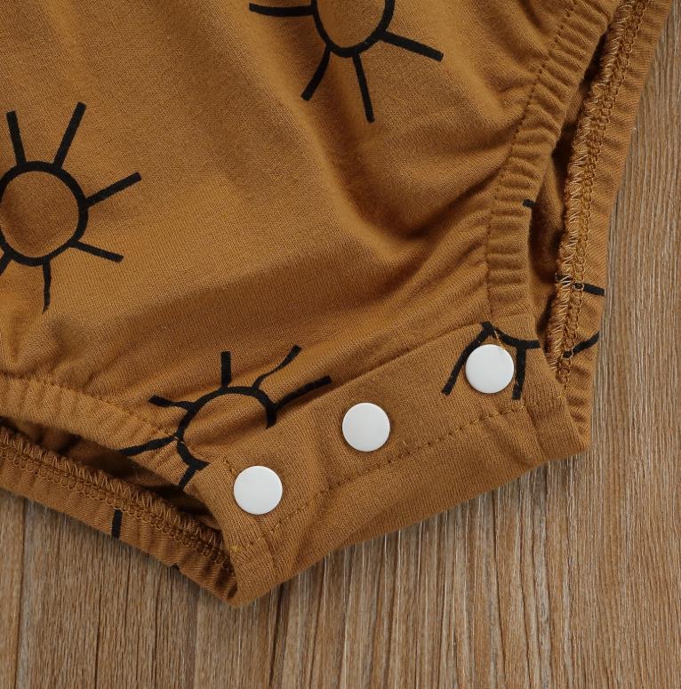 Newborn Baby Girls Boys Jumpsuits Sun Printed Ruffles Short Sleeve Rompers Outfits 0-18M