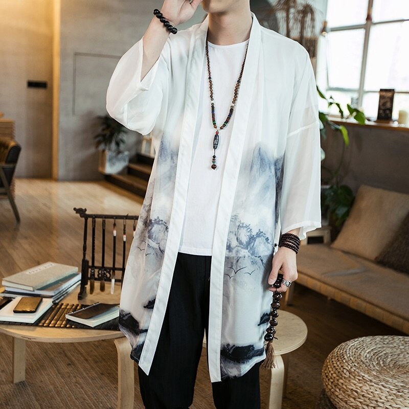 Traditional Chinese Clothing For Men Asian Clothes Kung Fu Shirt Oriental Robe Long Cardigan Chinese Traditional Costum 10610: 1 / M