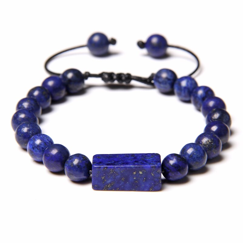 Håndlavede fletningsarmbånd mænd naturlige lapis lazuli stenperle armbånd til kvinder minimalisme justerbar vævet reb pulsera smykker: Lapis lazuli