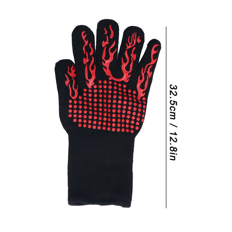 Grilling Gloves 5 Independent Finger Heat Resistant Gloves for Outdoor Barbecue