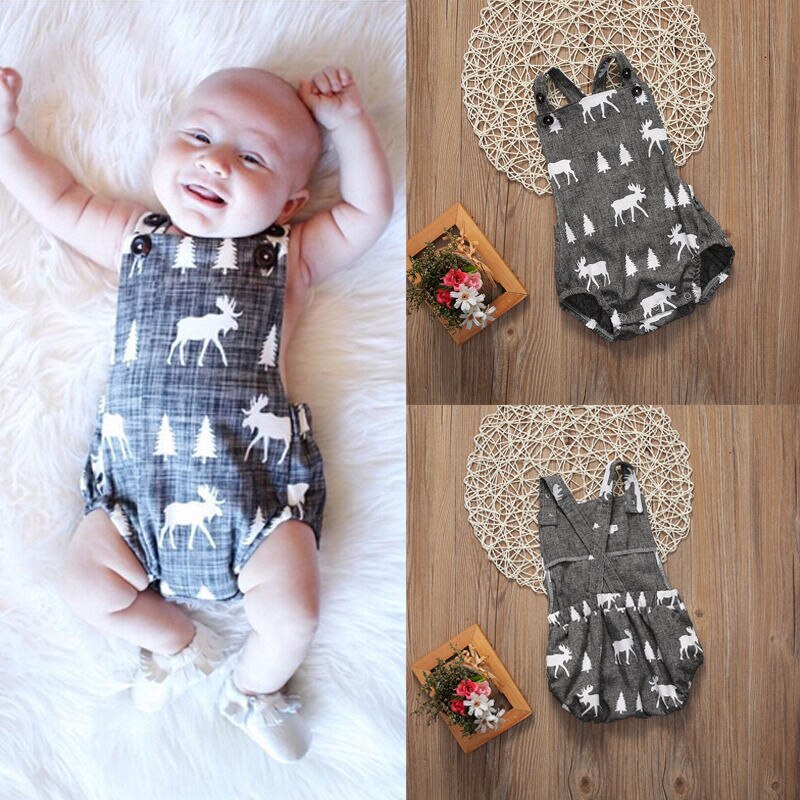 Ropa de verano para bebés y niños, pelele sin mangas de algodón con de venado