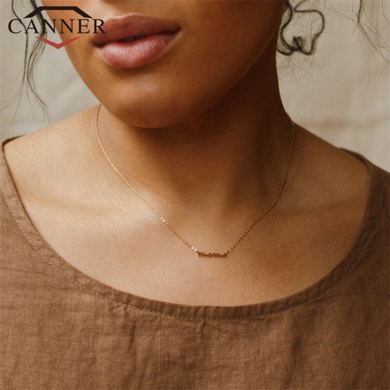 925 Sterling Zilver Brief Mom Hanger Ketting Voor Moeder Eenvoudige Gladde Sleutelbeen Keten Ketting Sieraden Moederdag