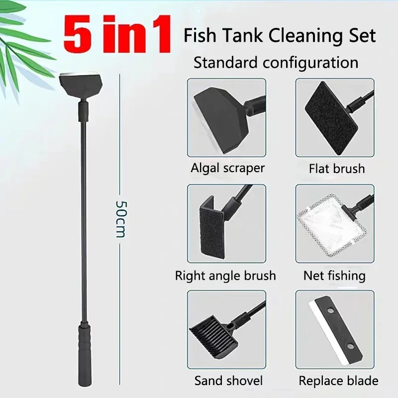 Aquarium Fish Tanks Cleaning Tools Kit Algae Tank Cleaner Set Aquarium Cleaner Fish Tank Net Scraper Sponge accessories: WHITE
