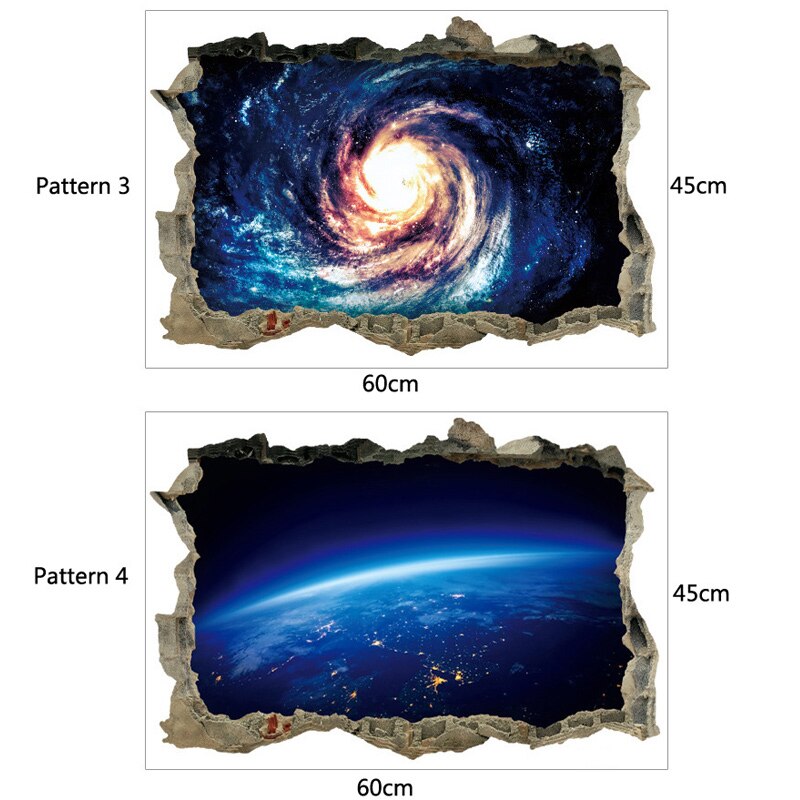 Serie universo de estrellas 3D, pegatinas de pared rotas para niños, habitaciones de bebés, dormitorio, decoración del hogar, calcomanías, póster mural, pegatina en la pared