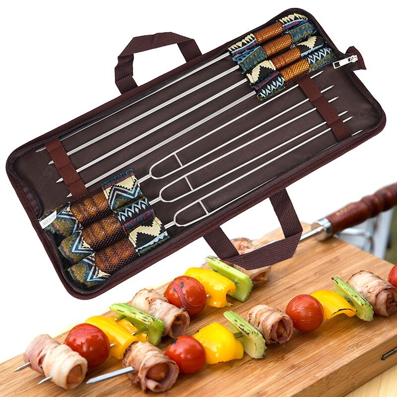 7 kpl ruostumattomasta teräksestä valmistetut bbq-lihatikut setti pitkä kokki grilliruokatelineet vartaat neulanpiikit grillijuhliin vartaat: Default Title