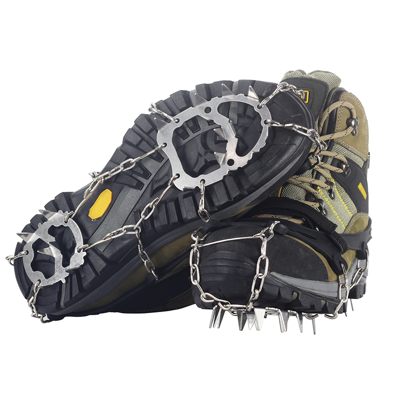 YUEDGE Stainless Steel 18 Teeth Universal Anti Slip Ice Snow Shoe Boot Grips Traction Cleats Crampon Spikes Crampons ramponi