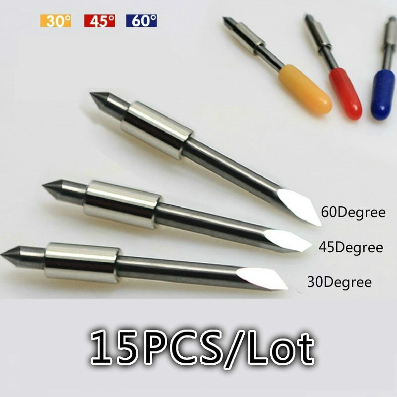 KZTech 15PCS 30 45 60 Degree Vinyl Cutter Blade for Graphtec CB15 CB09 Silhouette Cameo Craftrobo Blades CB15U Cricut CB09U: CB15 30 45 60degree