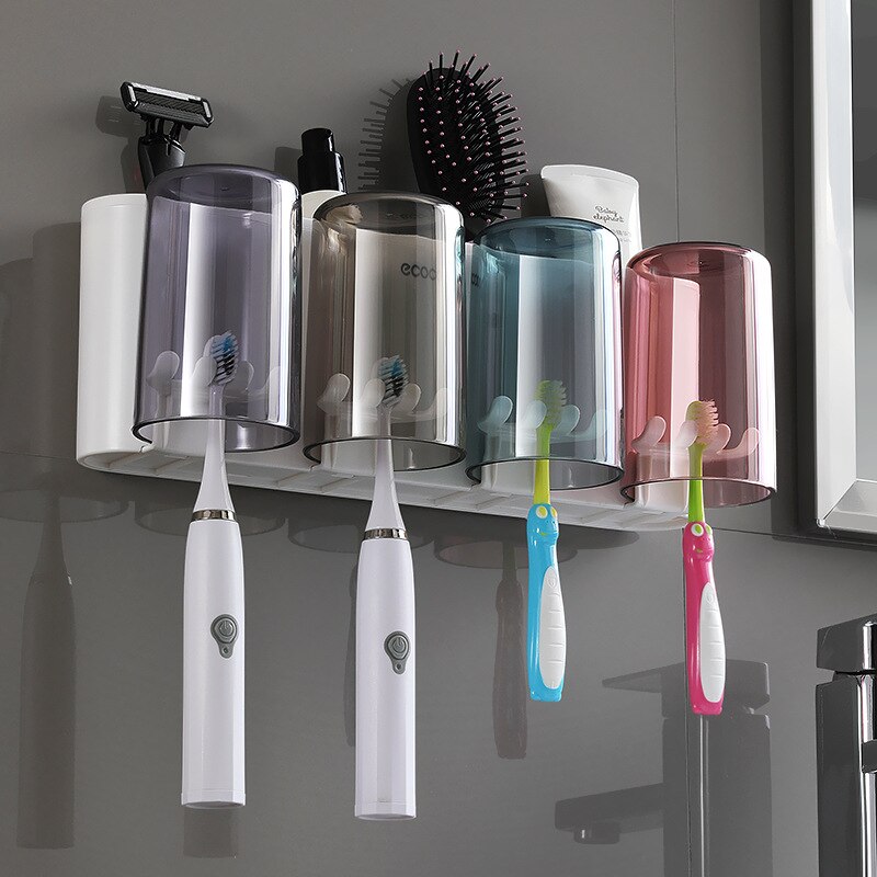 Porte-brosse à dents, support mural de toilette, gobelet de bain de bouche non perforé, ensemble de cylindres dentaires, style