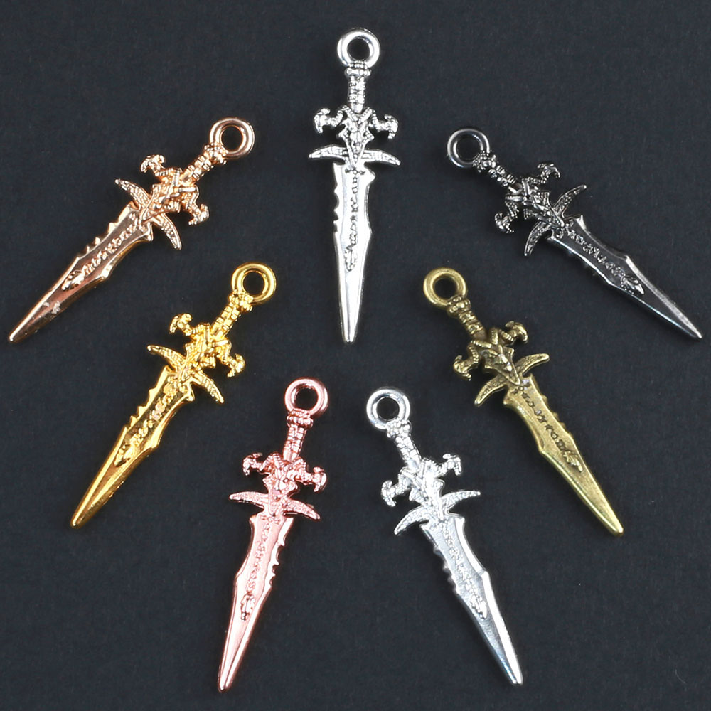 20 pçs liga da arte do prego charme 3d liga de metal grande espada faca armas jóias do prego diy chinês kung fu armaaria acessórios do prego