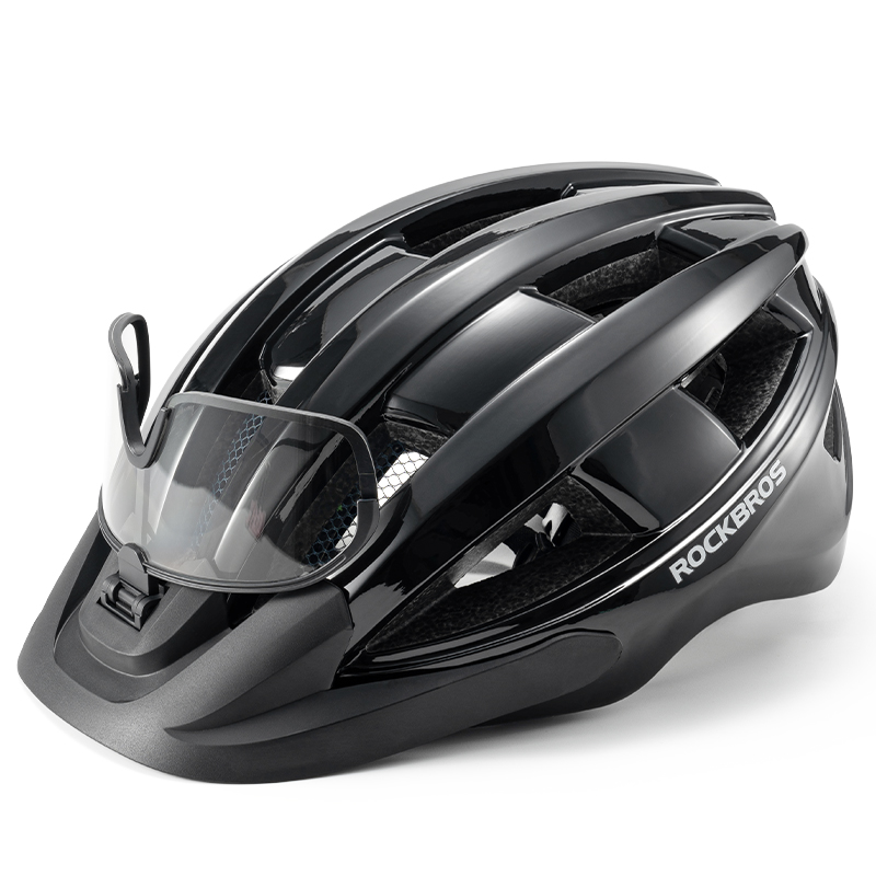 ROCKBROS casco de ciclismo con luz trasera casco de bicicleta con carga tipo C gafas UV400 protección solar fotocromática casco de bicicleta ajustable: Verde militar