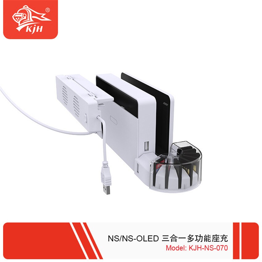 Switch OLED Host Cooling Fan Joycon Handle Charging Base with Card Box Temperature Cooler Fan for Switch Console NS Accessories