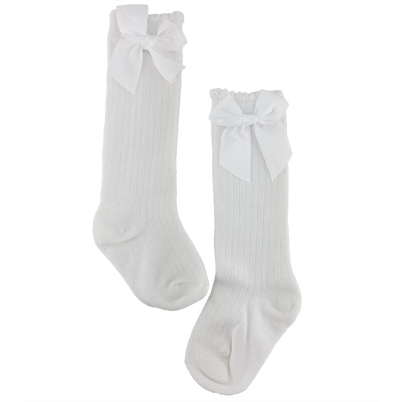 Meisjes Kind Sokken Lint Boog Katoen Zachte Half Meisjes Sok Baby peuter Prinses Mooie Knie Sokken Kids Sokken Katoen 0 Tot 6 T: White / 24M