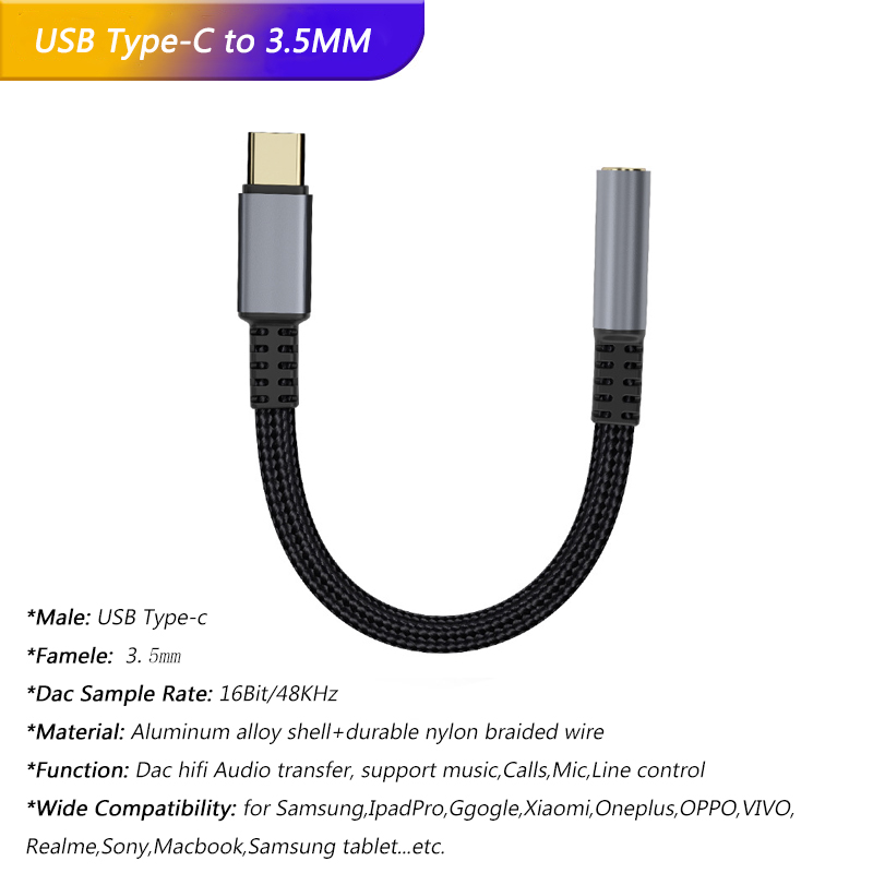 Adapter słuchawkowy 2 w 1 USB typu C z gniazdem 3,5 mm Dac USB C Audio Adaptator do Samsung S24 Plus S25 Ultra Iphone 16 Pro Max Ipad: Srebrny