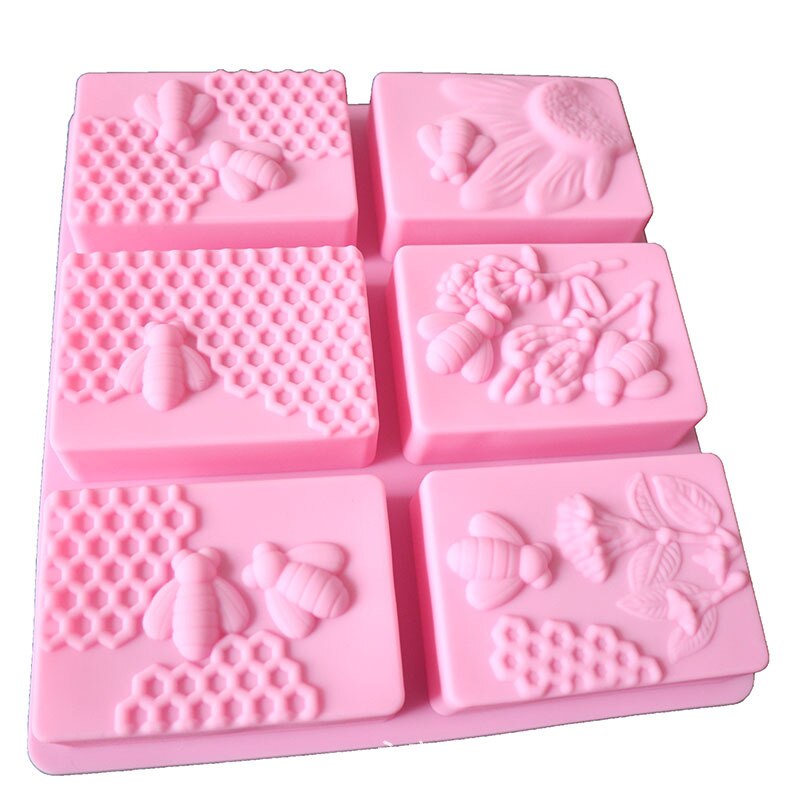 6 Cavity Rechthoek Honingraat Siliconen Zeep Mallen Diy Handgemaakte Craft Zeep Vorm Tray Mould Cakevorm Decorating Maken Levert