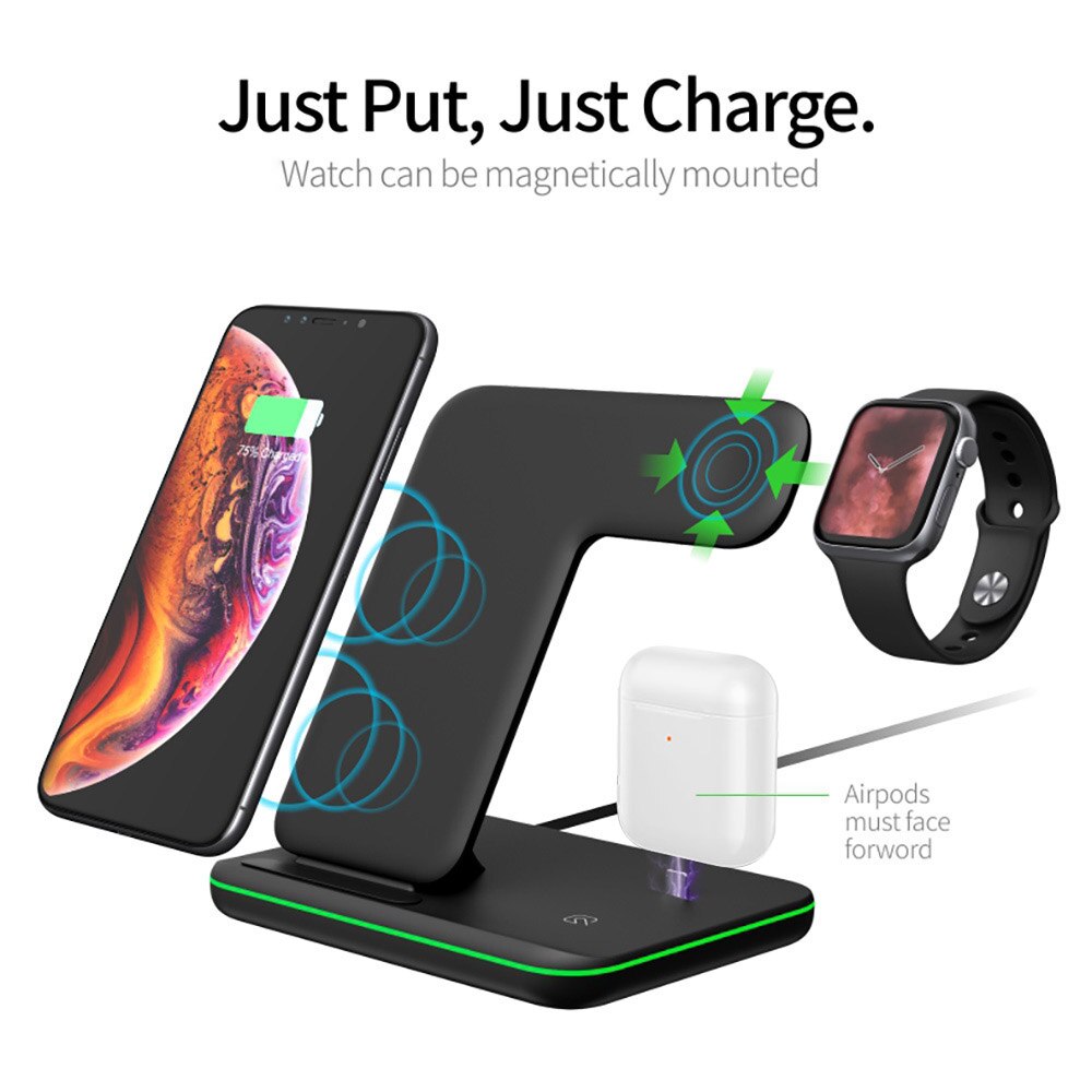 15W rapide Qi support de chargeur sans fil pour iPhone 11 XS XR X 8 3 en 1 Station de chargement pour Apple Watch 6 SE 5 4 3 2 Airpods Pro