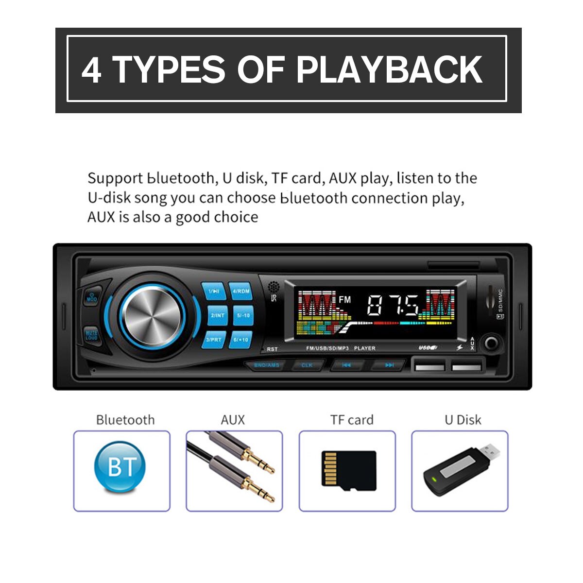 bluetooth Autoradio Car Stereo Radio FM Aux Input Receiver SD USB 12V In-dash Car MP3 Multimedia Player