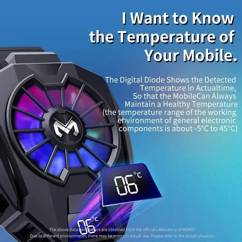 MEMO enfriador de teléfono móvil DL05, ventilador de refrigeración con abrazadera trasera, radiador para iPhone, sistema de refrigeración para juegos, teléfonos inteligentes, tabletas, disipador de calor frío