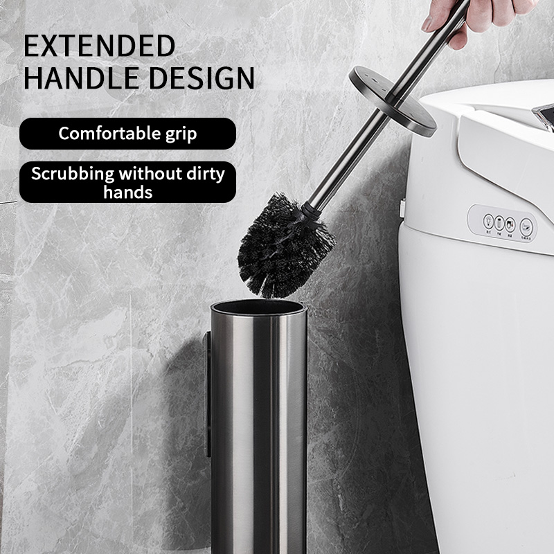 Escobilla de baño de , herramientas de limpieza de acero inoxidable 304 montadas en la pared, sin taladro, accesorios de baño WB8713