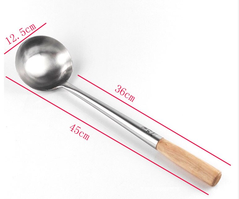 Langt skaft spade kokekar dreier rustfritt stål spatel dreiere kjøkken kjøkkenutstyr kokekar verktøy suppe skje wok: 9