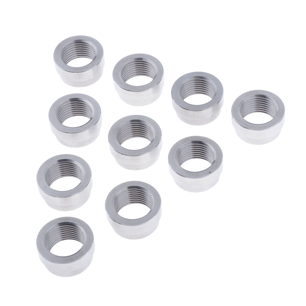 10 Pcs M18x1.5 O2 Oxygen Sensor Stainless Steel Iron Weld On Bung Plug Stepped Nut Cap Kit For Lambda Sensor Oxygen Sensor
