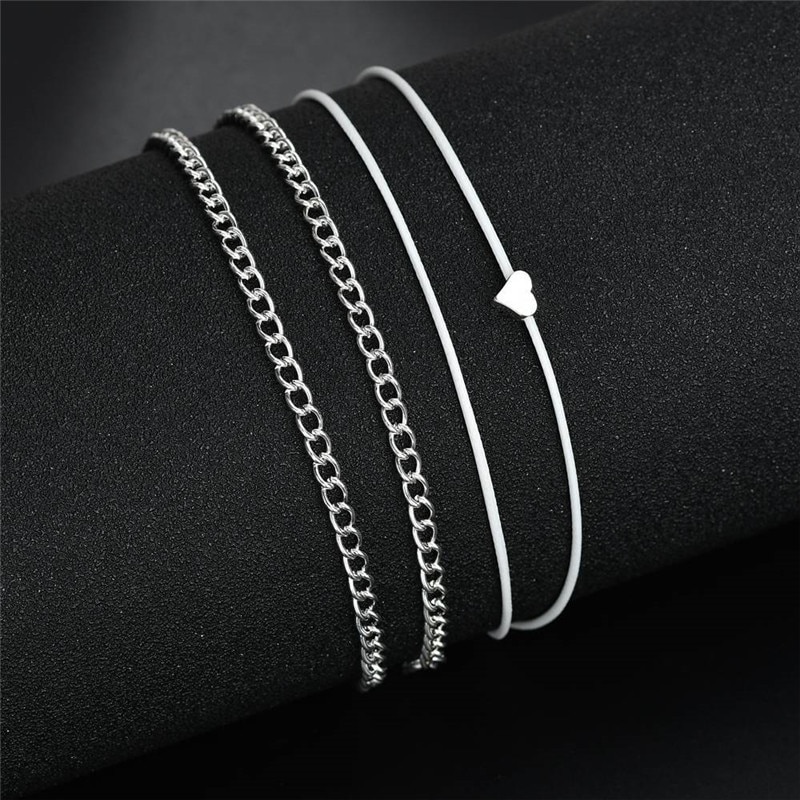 Bohemian Silver Color Anklet Bracelet On The Leg Heart Female Anklets Barefoot For Women Leg Chain Beach Foot Jewelry