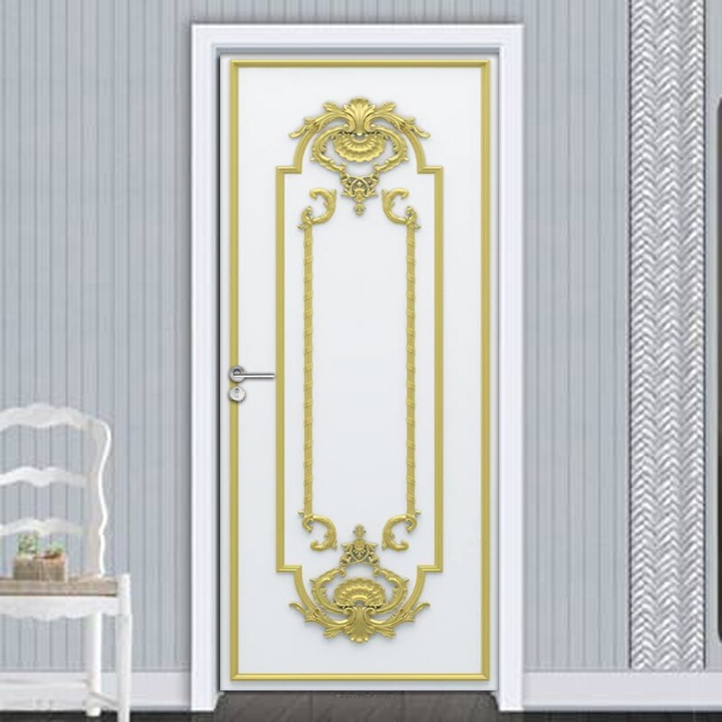 3D Diy samoprzylepne naklejki na drzwi w stylu europejskim prosta salon drzwi robić sypialni ścienne Dom dekoracja wodoodporny Pvc tapety