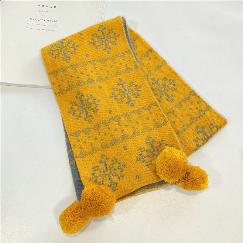 Bufanda de lana tejida para niña, pañuelo con bola colgante, para primavera, otoño e invierno,