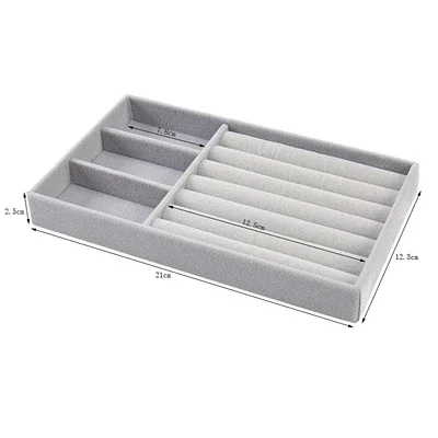 Samt Schmuck Vitrine fallen Armbinde Ohrring Ringe Kasten Organizer Aufbewahrung Halfter DIY stapelbare Schmuck Schublade Vitrinen: Beige