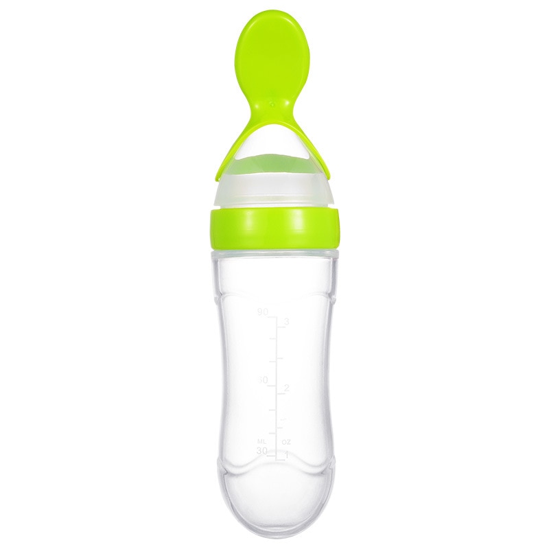 90ml cuillères à presser pour bébé, biberon en silicone, cuillère d'entraînement, céréales pour nourrissons, complément alimentaire, vaisselle sûre