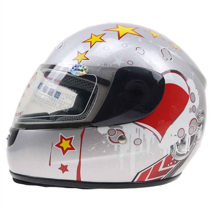 Children Motorcycle Helmet Safety Kids Full face motorbike helmet E-bike helmet with Neck cover Winter helmet For boy and girls: silver