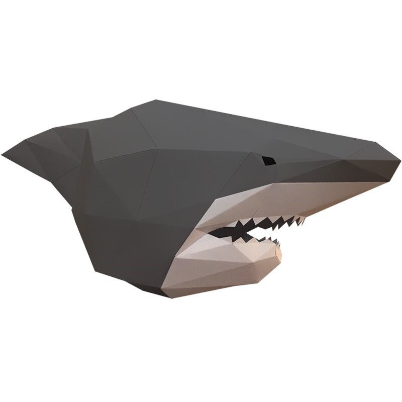 Handmade Three-Dimensional Paper Mold DIY Shark Mask Headgear Men's Fancy Dress Ball Party Halloween Photography Props: C