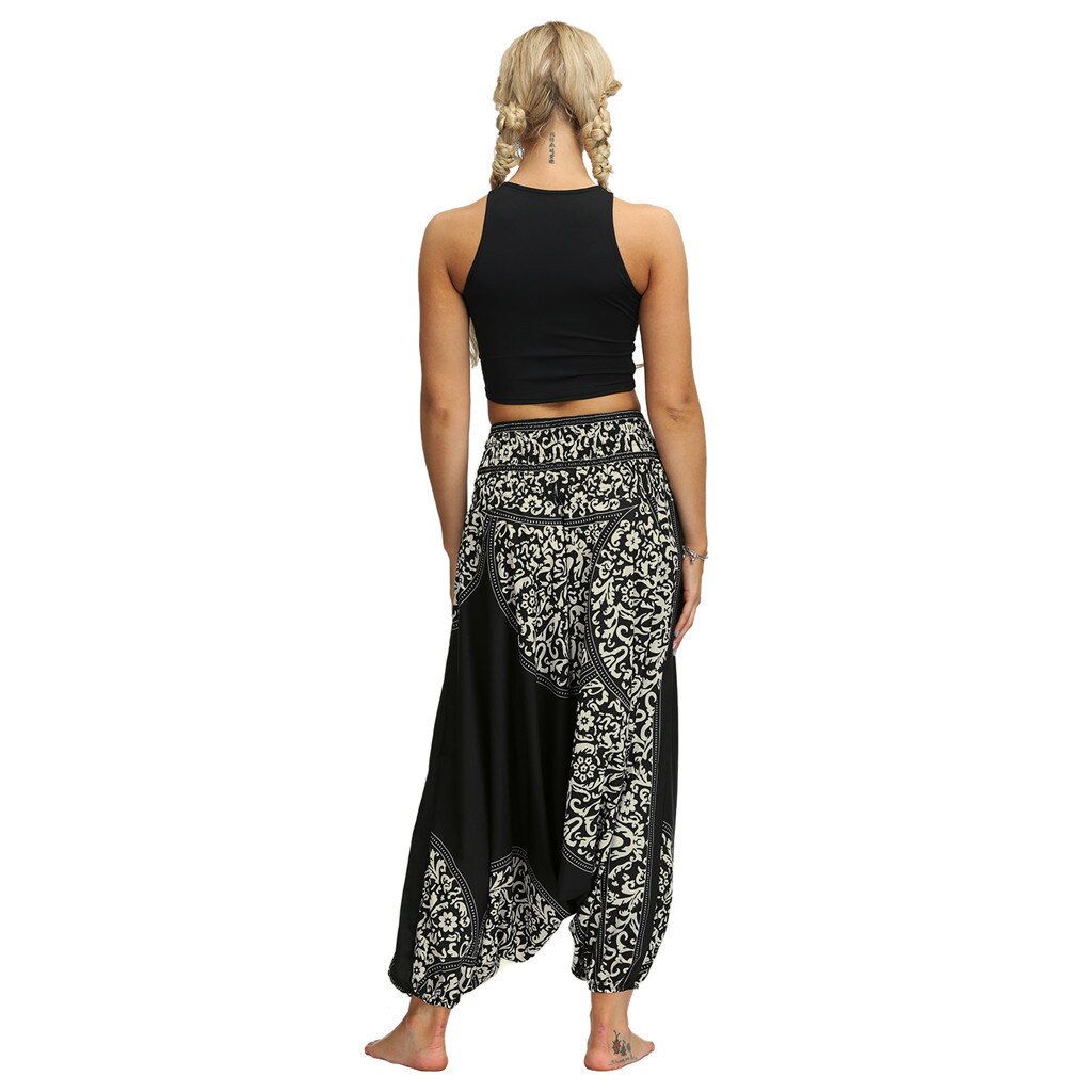 Women Casual Tennis Pants Loose Yoga Trousers Baggy Boho Jumpsuit Pants leggings sport women fitness combinaison femme#35