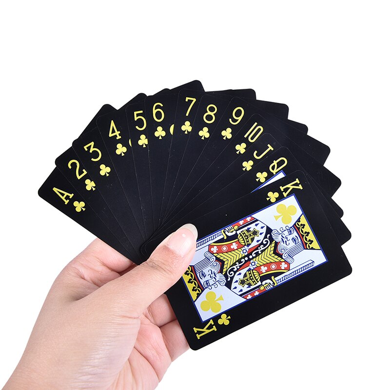 1x Classic Magic Tricks Tool Pure Black Magic Box-packed Waterproof PVC Plastic Playing Cards Poker