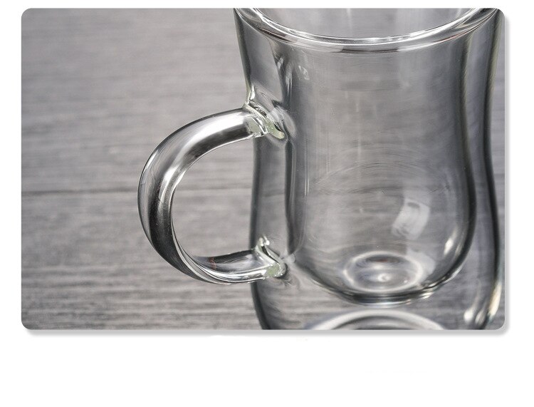 Gennemsigtige drinkware kaffekopper te sæt krus øl drink kontor krus dobbelt glas kop enkel stil