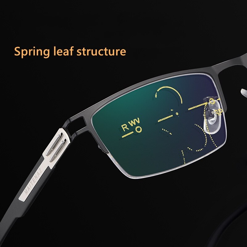 Men Half Frame Anti Blue Light Progressive Glasses Smart Zoom Hyperopia Reading Glasses Far And Near Dual-Use Glasses 1122
