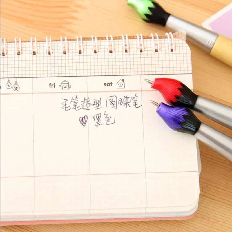 1 Piece Funny Novelty Brush Shape Ballpoint Pen Cute Kawaii Office School Wooden Supplies Stationery Lovely Pretty