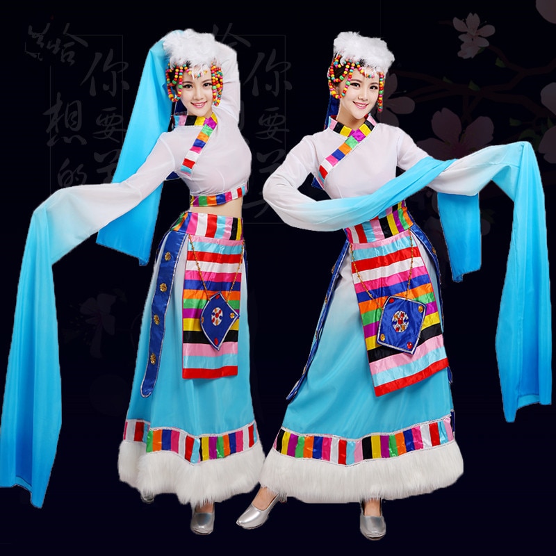blue china traditional clothing for women chinese national dance costumes mongolian clothes minority clothing