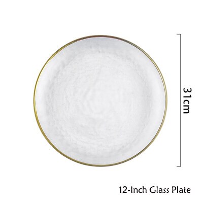 EECAMAIL Modern American Style Set Luxury Tableware European Western Plate Advanced Customization High Bone China: 12-Inch Glass Plate