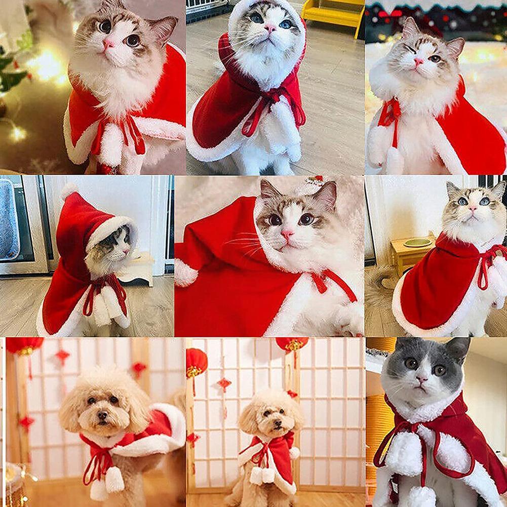 Funny Pet Dogs Christmas Clothes Christmas Cat Dog Hat Cosplay Costume Dogs Dress Christmas Cloak Clothing Cats Year Co M8F0