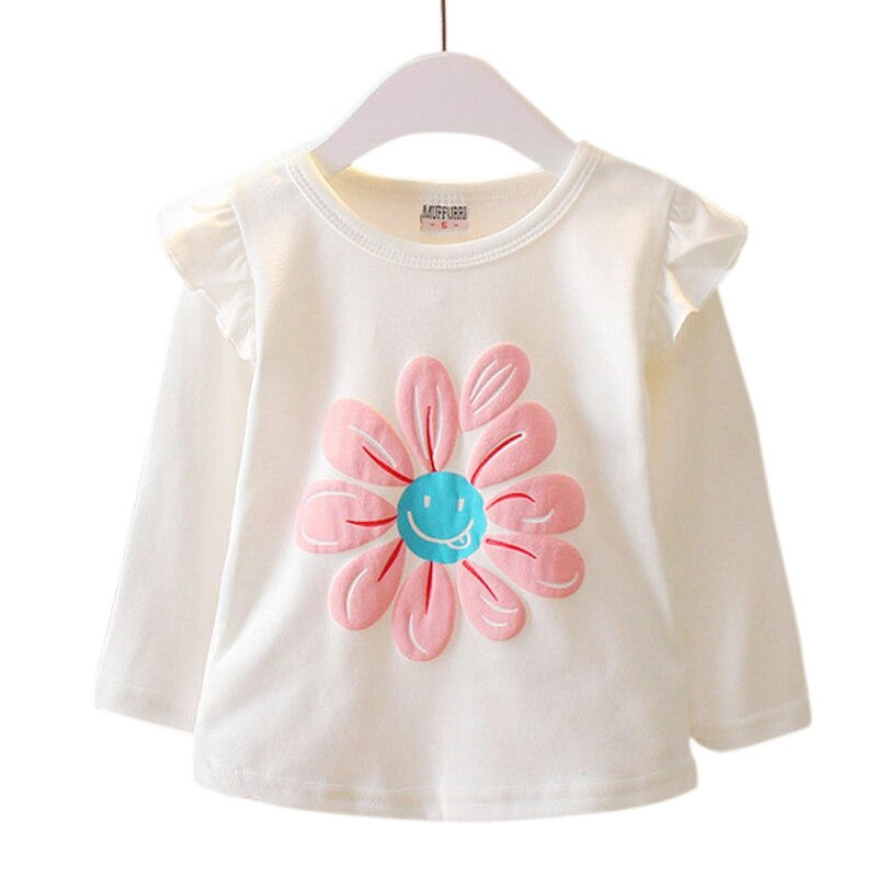 Herfst Baby Meisje T-shirts Tees Lange Mouw Bloemenprint T-shirts Kids Tops Casual Blouse Kleding: W / 12M