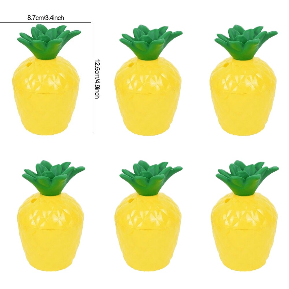 6Pcs Plastic Tropische Ananas Kokosnoot Drinkbeker Fruit Vorm Sap Cups Hawaiiaanse Luau Verjaardag Zomer Strand Zwembad Party Decor: 6Pcs pineapple