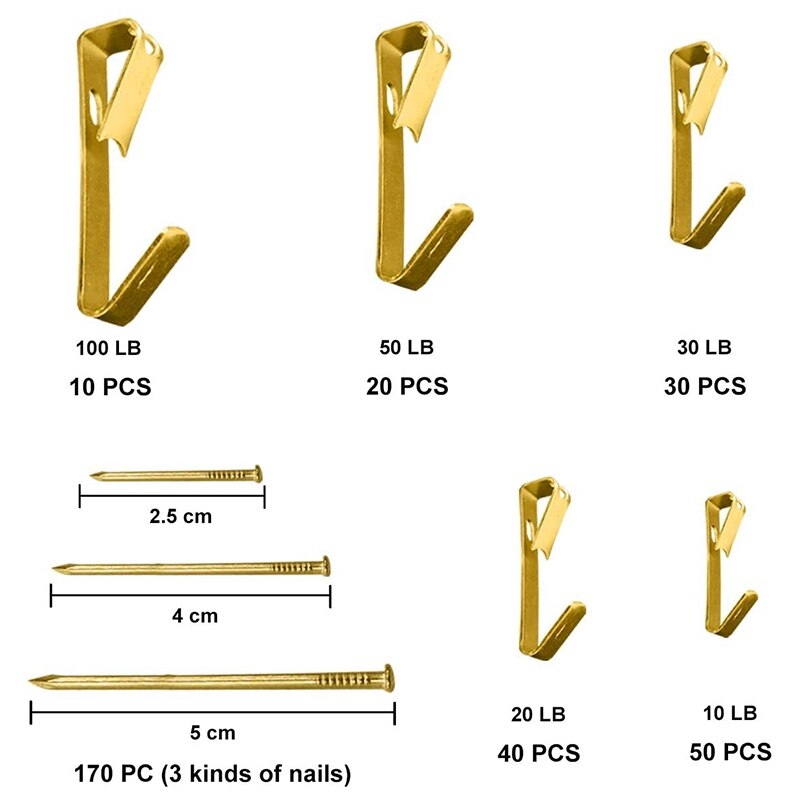 320 Pcs Picture Haken Met Nagels Heavy Duty Schilderijenhangers Foto Opknoping Haken Voor Hard Muren Foto Opknoping Kit