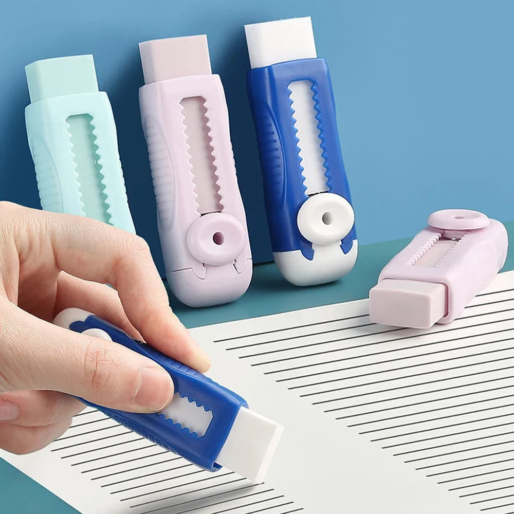Pencil Eraser Useful Labor-saving Push Pull Rubber Wiping Stationery for Kids Students Drawing Writing School Supplies