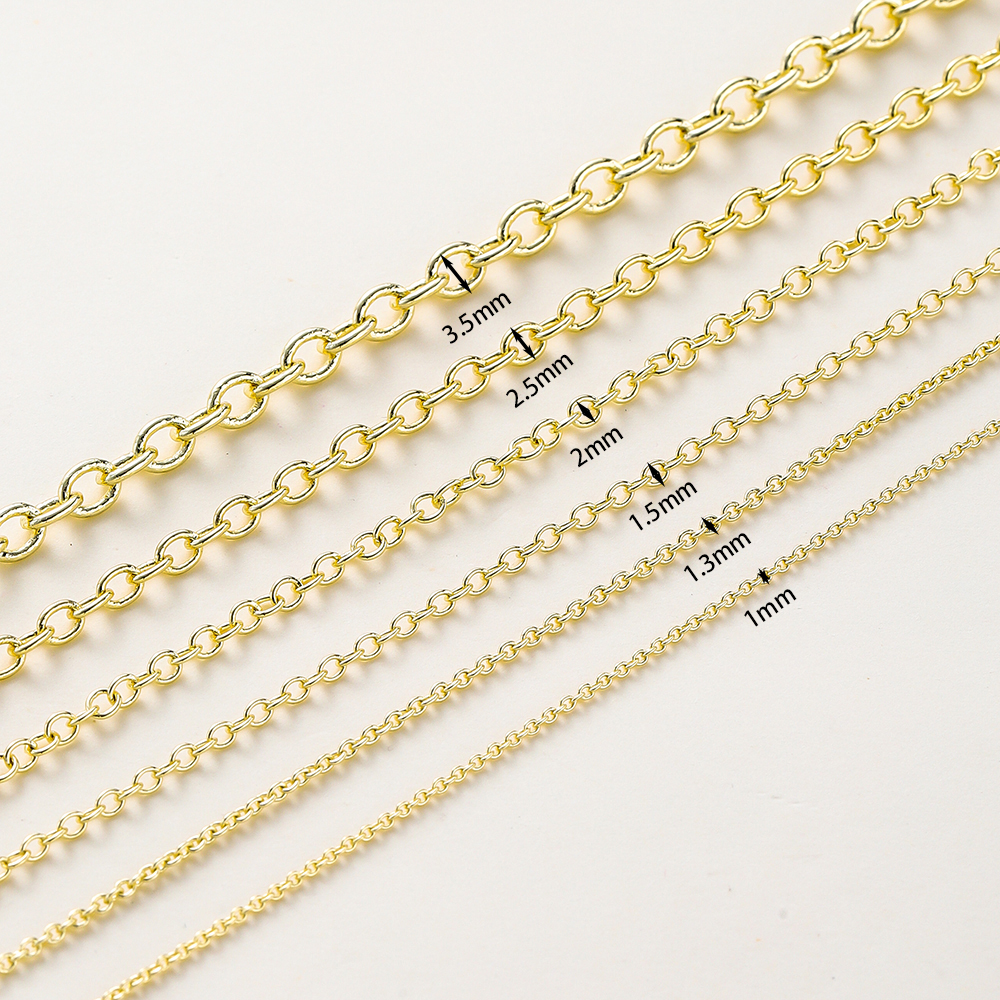 1 metro/lote 14K 18K chapado en oro latón Metal cadena de eslabones redondos DIY joyería hacer cadena para accesorios de joyería de costura