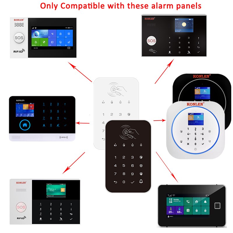 KONLEN Wireless Keypad RFID 433mhz Arm Disarm with Password For H25 H26 Home Security WIFI 2G 4G GSM Alarm System