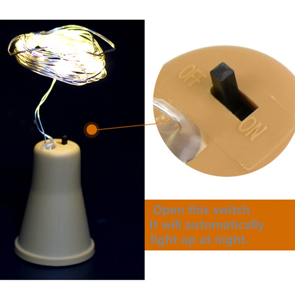 2M 20LED Solar Cork Wine Bottle Stopper Copper Wire String Lights Fairy Lamps Wedding Party DIY Decoration Light String