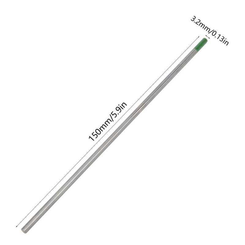 10Pcs Tungsten Electrodes Welding Electrodes TIG Welding Pure Argon Arc Needle Green Head WP 3.2mmx150mm