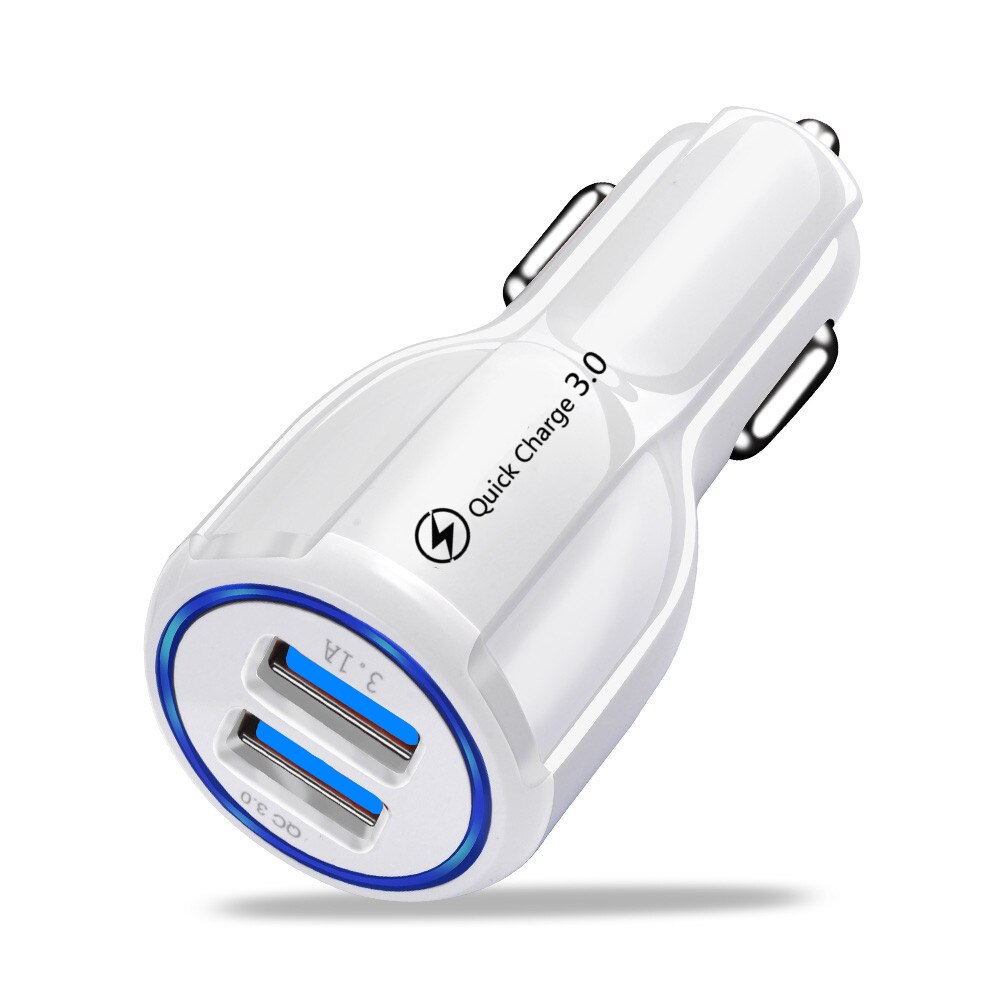 Mini Fast Charger Dual Usb Auto Telefoon Oplader 5V 3.1A Universele Telefoon Oplader Voor Iphone Samsung Xiaomi Snelle Auto telefoon Oplader: White Dual USB